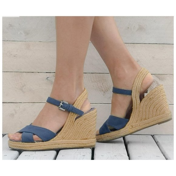Wedge Espadrille Peep Toe Sandals - Picture 6 of 8